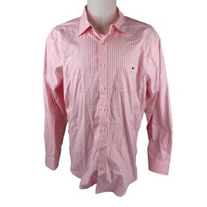 Vineyard Vines Men XXL Long Sleeve Shirt Pink White Check Slim Fit Tucker